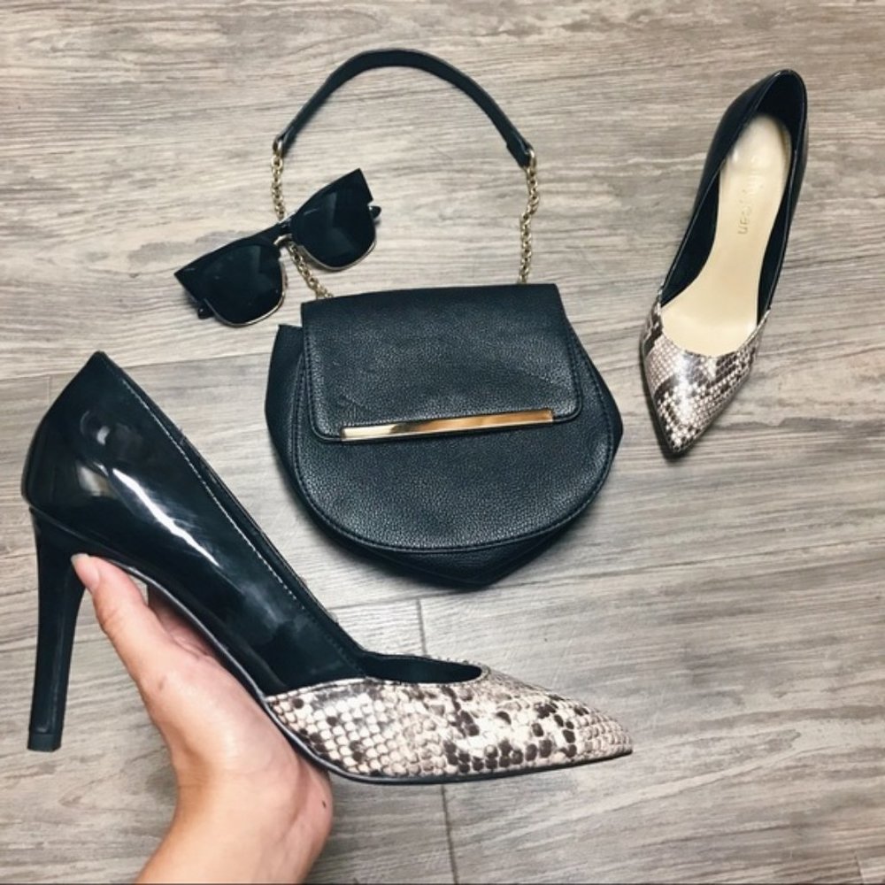 Cathy Jean Snakeskin Patent Leather Pump Heels